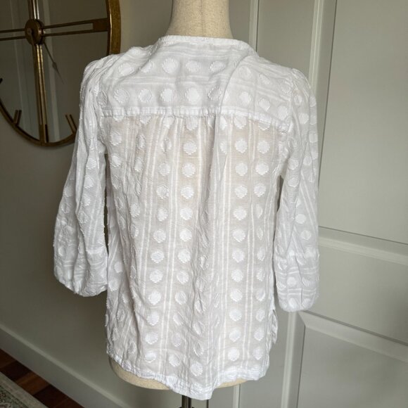 LOFT Boho Style Long Sleeve White Blouse Size Small - Picture 4 of 6